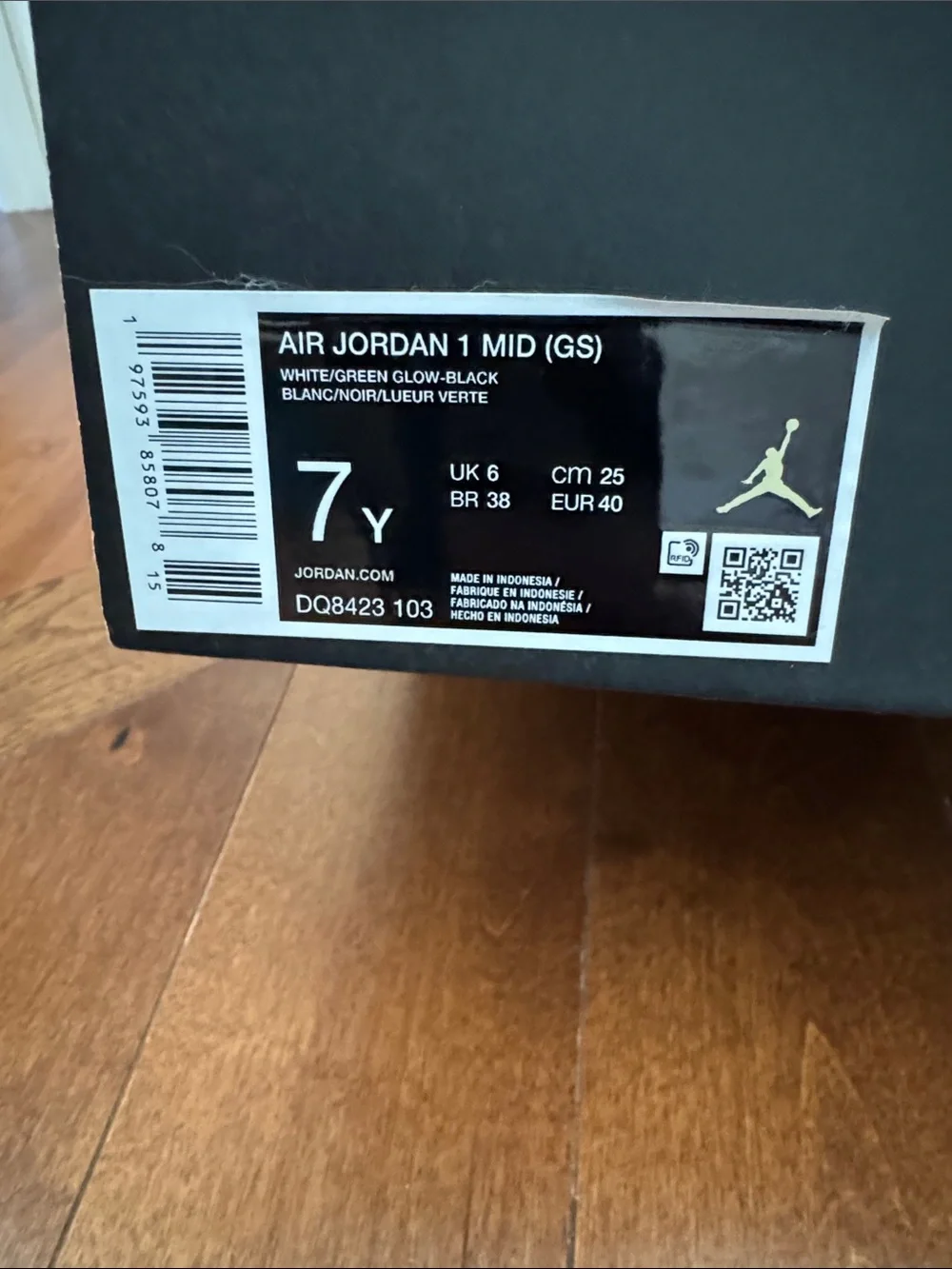 Nike Kids Air Jordan 1 Mid - White/Black with Mint Swoosh